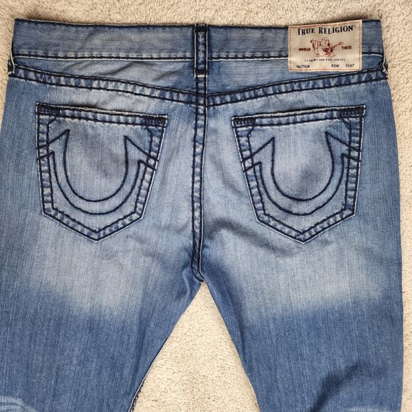 True Religion Jeans Men 40x33 Rocco Relaxed Slim Flap Pockets Denim Pants blue - Picture 6 of 9